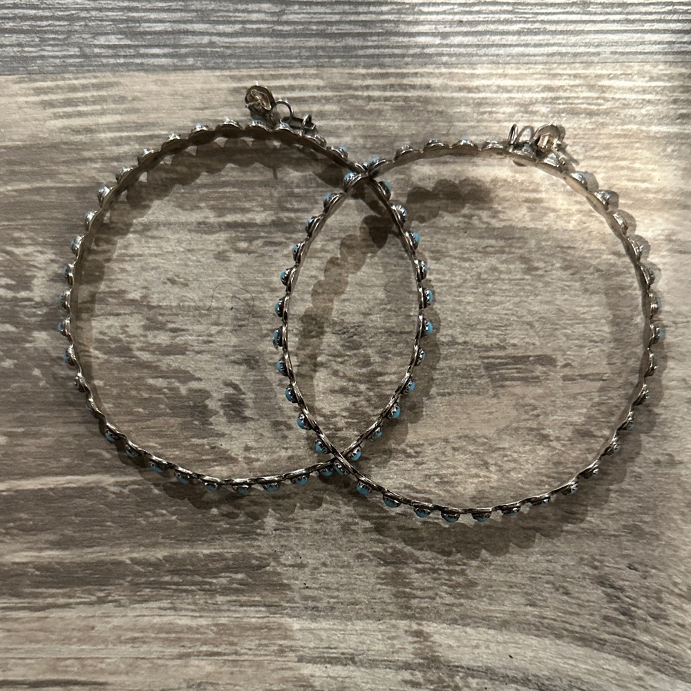 Zuni Turquoise 3-Inch Hoop Earrings
